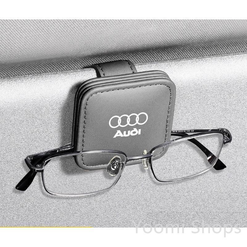 【新品未使用】アウディ AUDIグレー車用メガネホルダー サンバイザーポケット サングラス/メガネ収納 マグネット開口