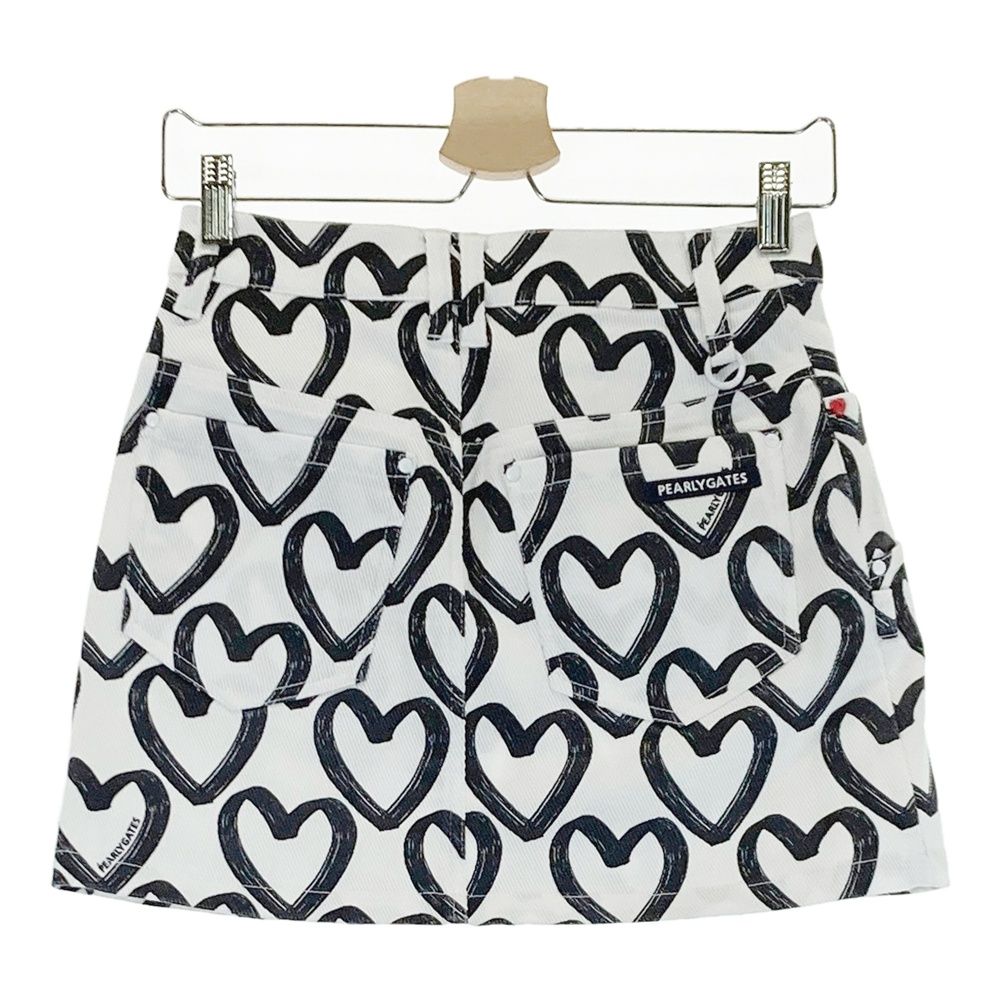 サイズ：00 PEARLY GATES パーリーゲイツ スカート ハート柄 ホワイト