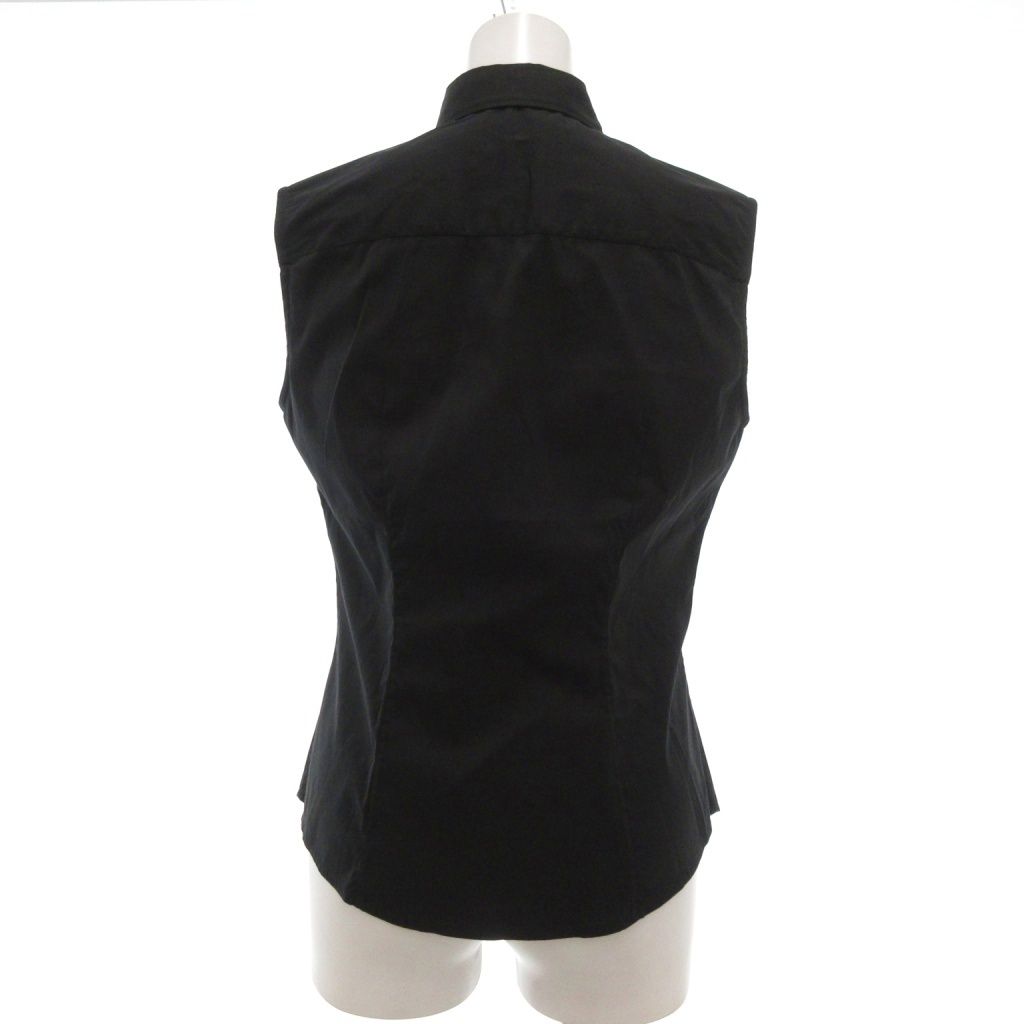 プラダ PRADA ノースリーブ ブラウス レースアップリケ 42 ブラック UO