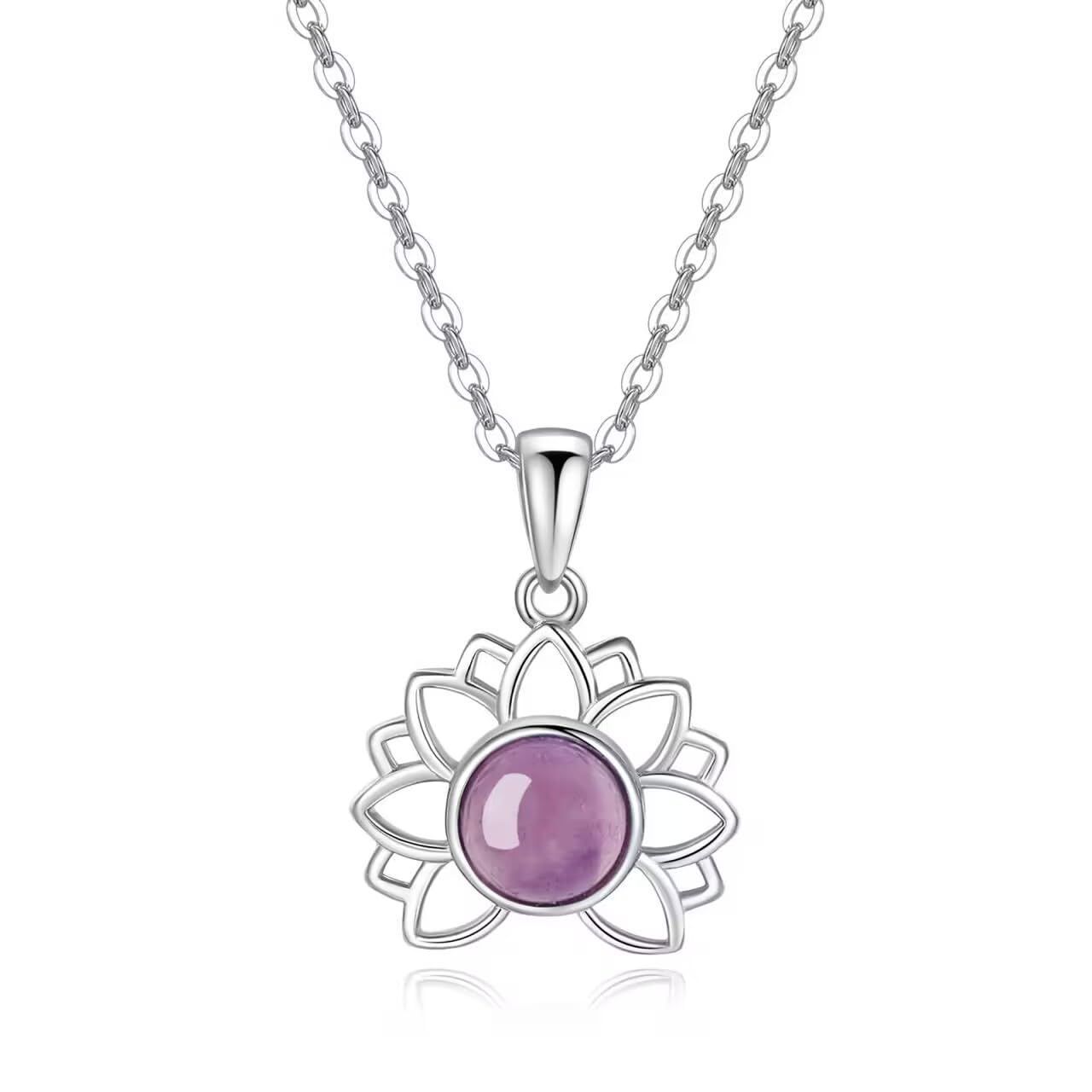 【在庫処分】蓮の花ネックレス 2月誕生石 925シルバーチェーン アメジスト レディース [コアイ]COAI