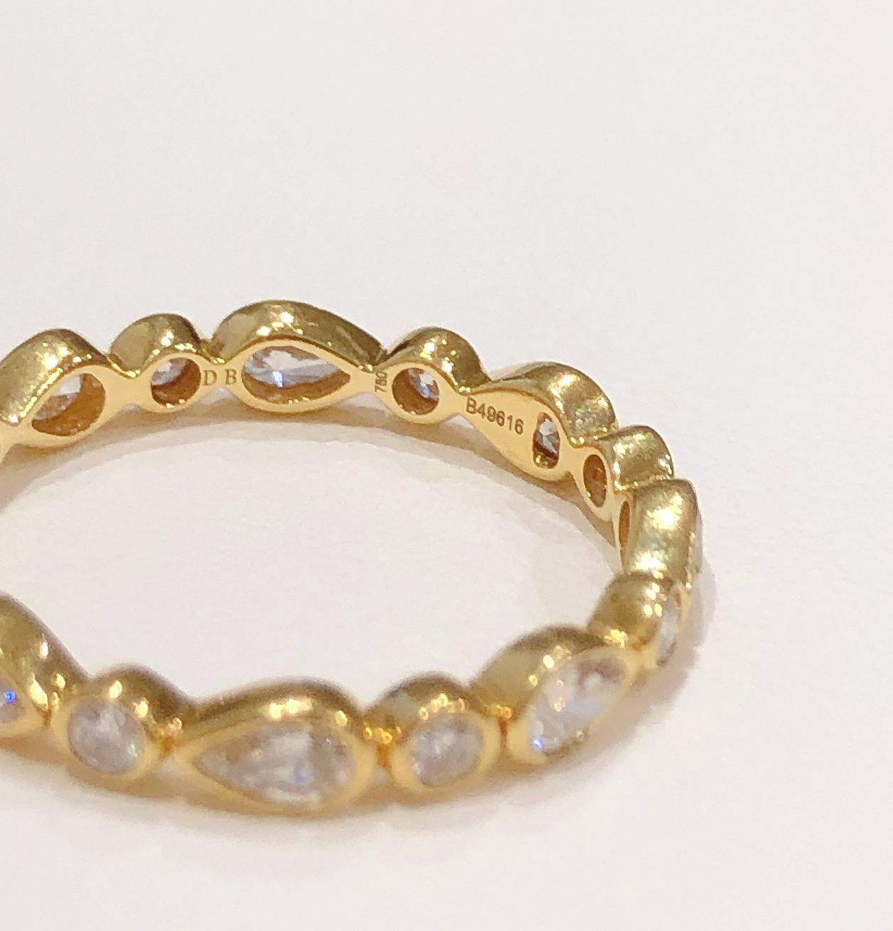 デビアス DE BEERS K18YG フルダイヤ0.76ct PETAL BAND リング 約10号 