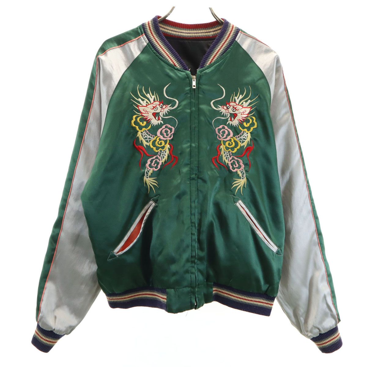 東洋TAILOR 東洋テイラー スカジャン M グリーン リバーシブル レディース 古着