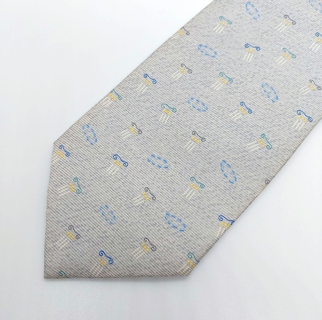 BVLGARI ブルガリ グレー シルク ネクタイ オリジナル【新品 タグ付き