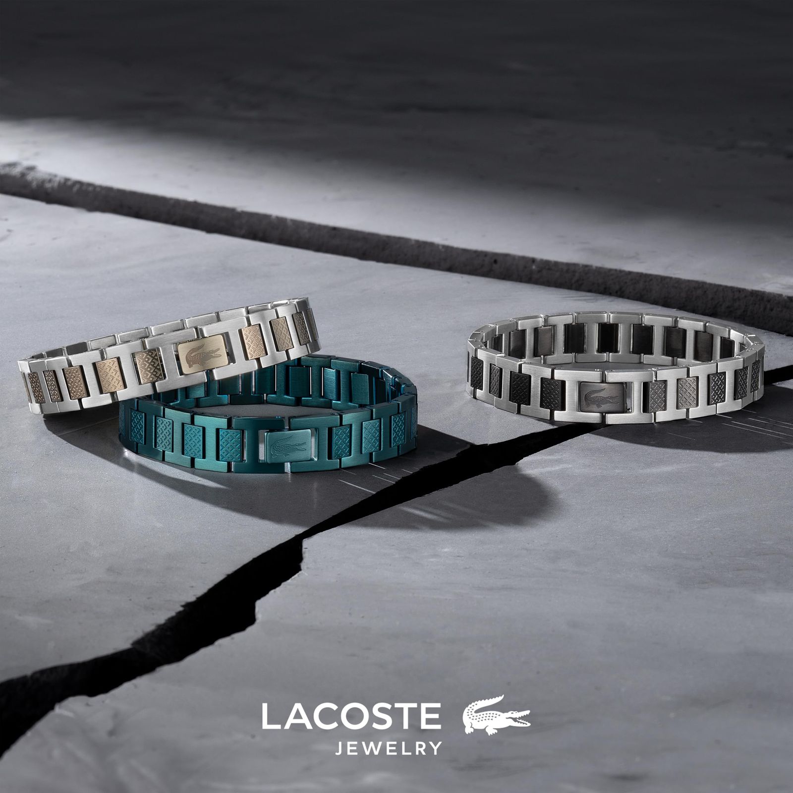 Lacoste] メトロポールリンクブレスレット 男性用 - ステンレス 
