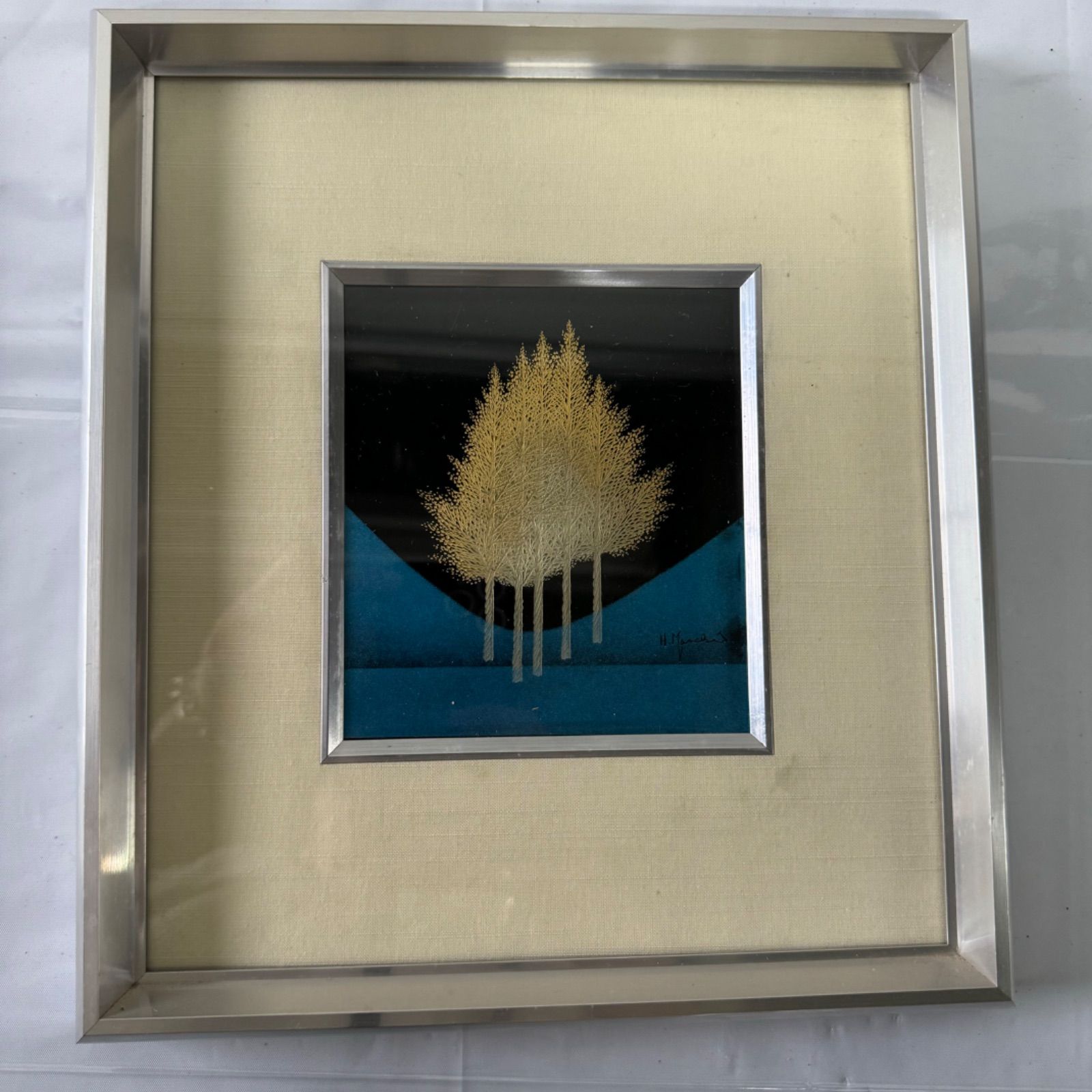 吠木正樹 輪島 漆芸額 立木 樹木 静樹 額装 漆パネル 漆器 日本