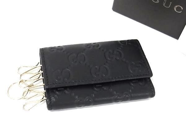 GUCCI グッチ キーケース グッチシマ 6連 キーケース 138093 ブラック レザー ユニセックス ゴールド金具