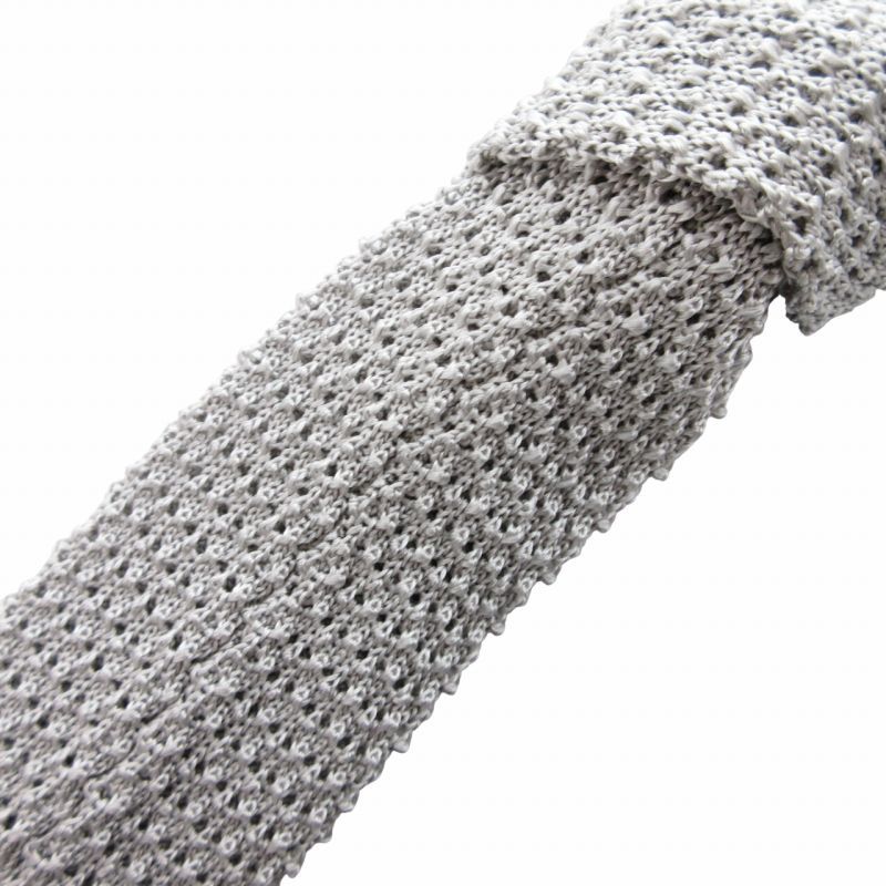 トムブラウン THOM BROWNE 美品 ニットタイ ネクタイ トリコロール 絹 シルク イタリア製 ライトグレー /HO 0227 GY99 AA
