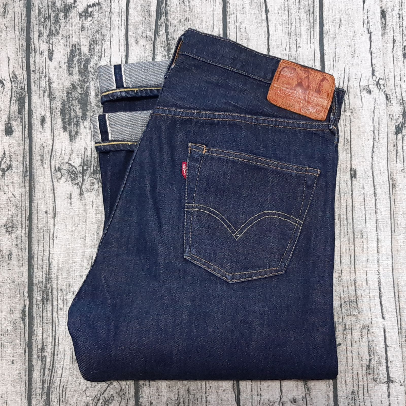 W36】旧LVC LEVI'S 501XX 1947 レザーパッチ 濃紺美品 日本製 MADE IN