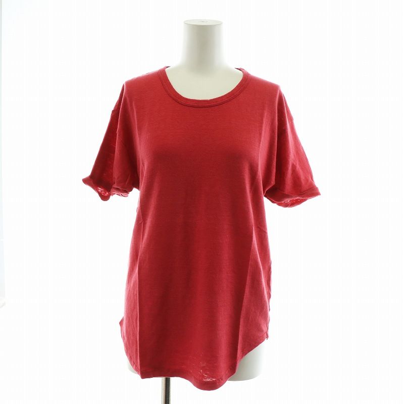 イザベル マラン エトワール ISABEL MARANT ETOILE 2019年製 Tシャツ カットソー 半袖 ロールアップ リネン 麻 S 赤 レッド AN21