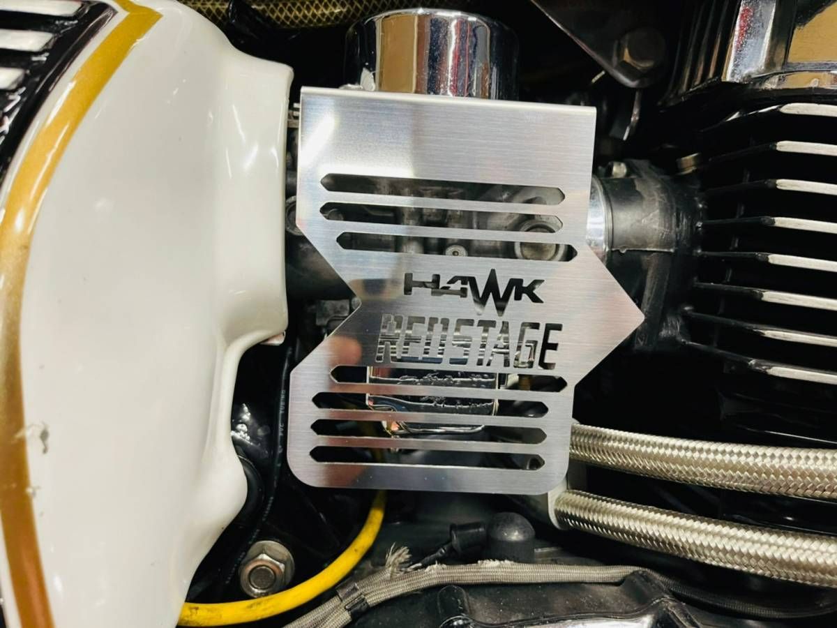 REDSTAGE オリジナル キャブカバー CB250t 鏡面ステンレス HAWK ロゴ入り レッドステージ HONDA 旧車 BEET キャブ カバー CB 250