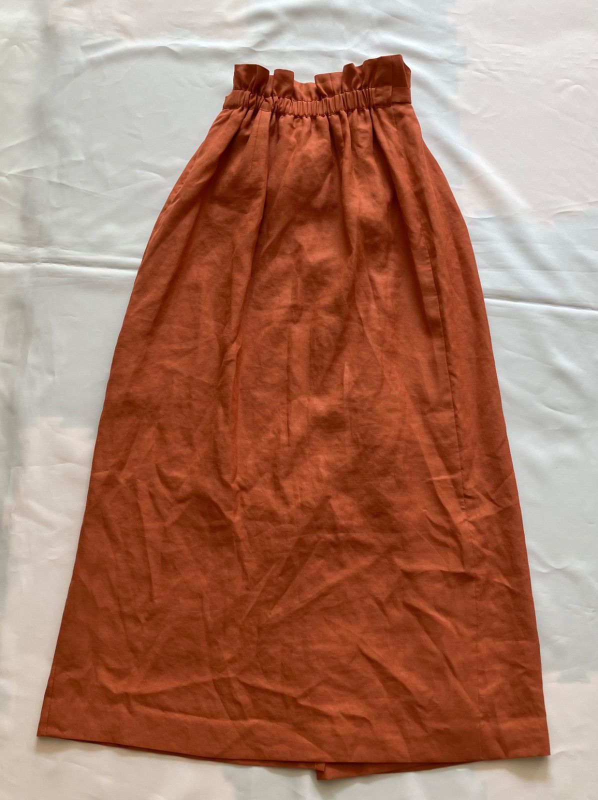 美品 SHIPSシップス スラブツイルラップスカート ライトオレンジ M  