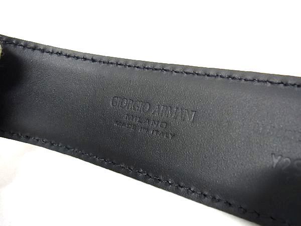 状態■新品■未使用■ GIORGIO ARMANI ジョルジオアルマーニ レザー シルバー金具 ベルト 紳士 ビジネス メンズ ブラック系 AN2650