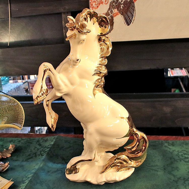 イタリア製 AHURA アウラ 陶器製 磁器 ユニコーン unicorn 置物 ホワイト アニマルオーナメント 白馬 ペガサス オブジェ インテリア