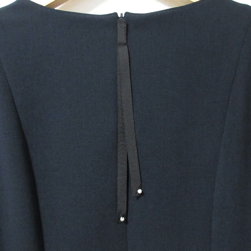 Rene ルネ コーティングパール ストレッチ パフスリーブ フレアワンピース 新品同様 23SS Rene ルネ コーティングパール ストレッチ
