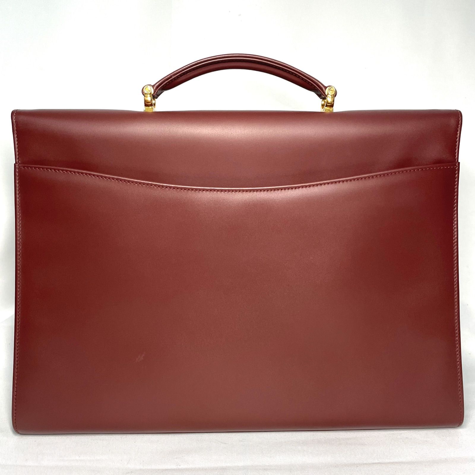 Cartier カルティエ マストライン ビジネスバッグ ハンドバッグ レザー ワインレッド 54102