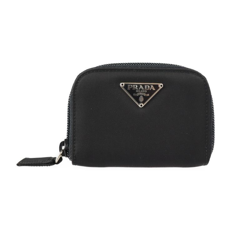 PRADA プラダ コインケース M268A ナイロン レザー ブラック ラウンド