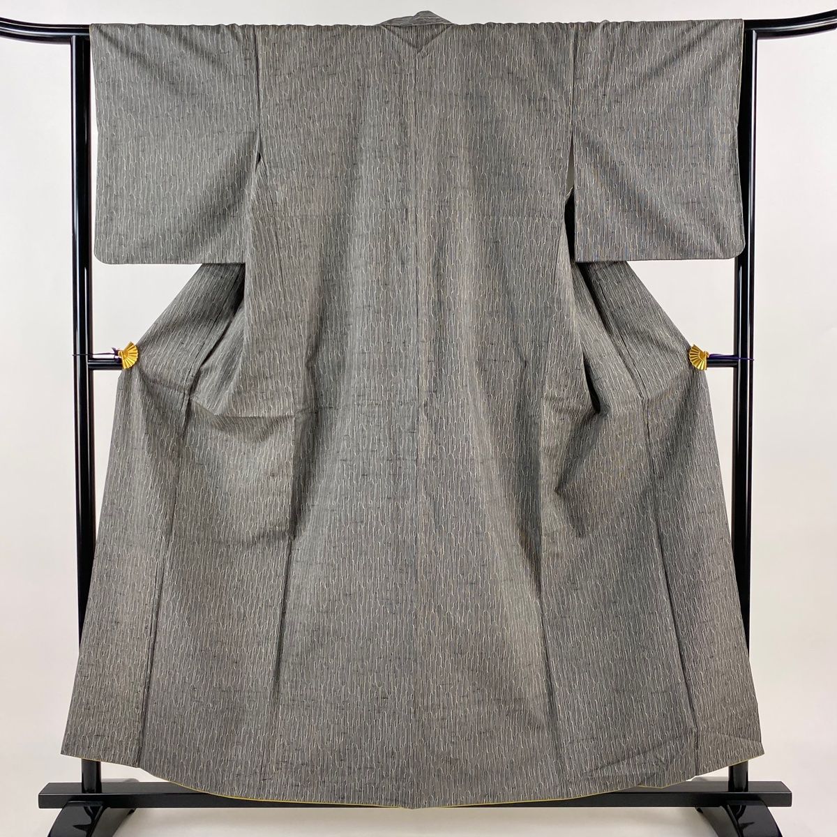 小紋 身丈155.5cm 裄丈64cm M 袷 紬地 幾何学模様 灰色 正絹 名品