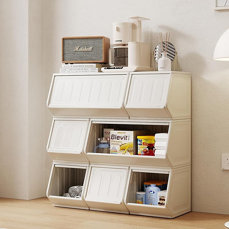 OSJ スタッキングボックス 3点セット 扉付 前開き ボックス 収納 積み重ね 大容量 子供部屋 一人暮らし 衣装ケース 1