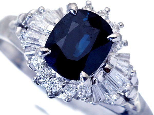 ジュエリー 濃厚ブルーカラー 良質天然ブルーサファイア1.26ct＆ダイヤモンド0.21ct Pt900リング h7821omlm 送料無料
