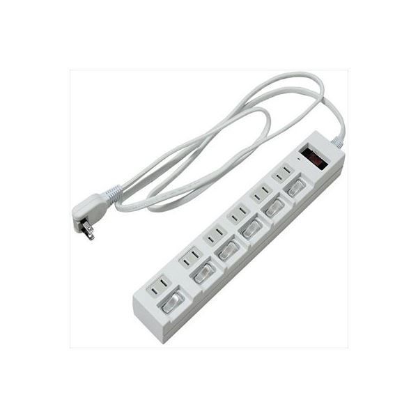 (まとめ)YAZAWA 個別集中スイッチ付節電タップ Y02BKS672WH