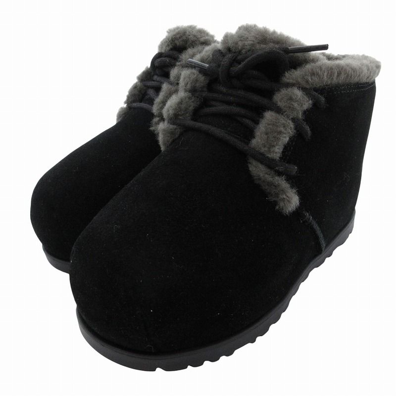 UGG ブラック ムートンブーツ アグ UGG Pumped Lace Up ムートンブーツ ショート ボア 22cm 黒