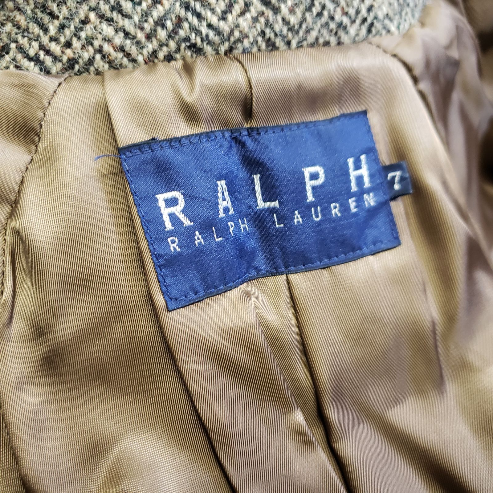 RALPH LAUREN ラルフローレン ヘリンボーンロングコート グレー系 サイズ7 y6949i GULLKHAN_COM