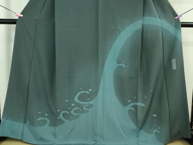 平和屋着物■極上　世界的人形師　辻村寿三郎　ジュサブロー　訪問着　刺繍　立波文　熨斗目花色地　暈し染め　銀糸　逸品　DZAA8174kh5 平和屋着物□極上 世界的人形師 辻村寿三郎 ジュサブロー 訪問着 刺繍