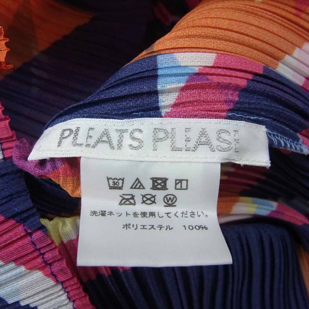 PLEATS PLEASE プリーツプリーズ イッセイミヤケ PP11-JK711 プリーツ加工 総柄 ボトルネック カットソー 長袖 マルチカラー系 3【美品】【中古】 PLEATS PLEASE プリーツプリーズ イッセイミヤケ PP11-JK711 プリーツ