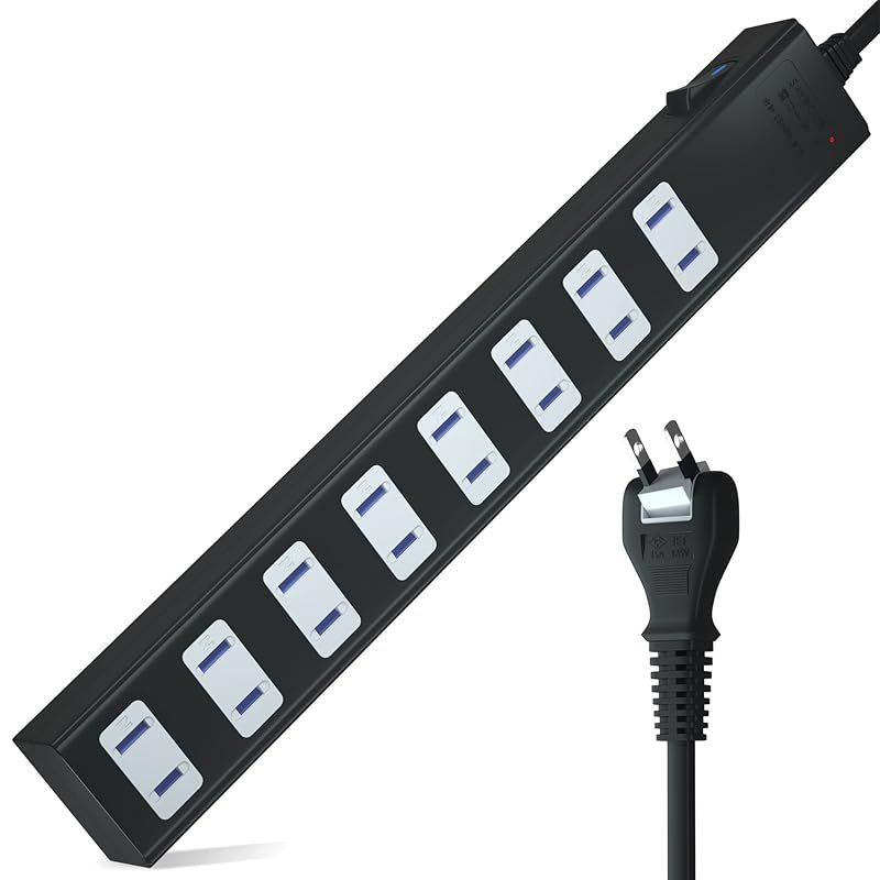 SAYBOUR 電源タップ マグネット 強力 適格請求書発行可 8個口 雷サージ付 ホコリシャッター付 延長コード 一括スイッチ PSE済 (3m， ブラック) 0