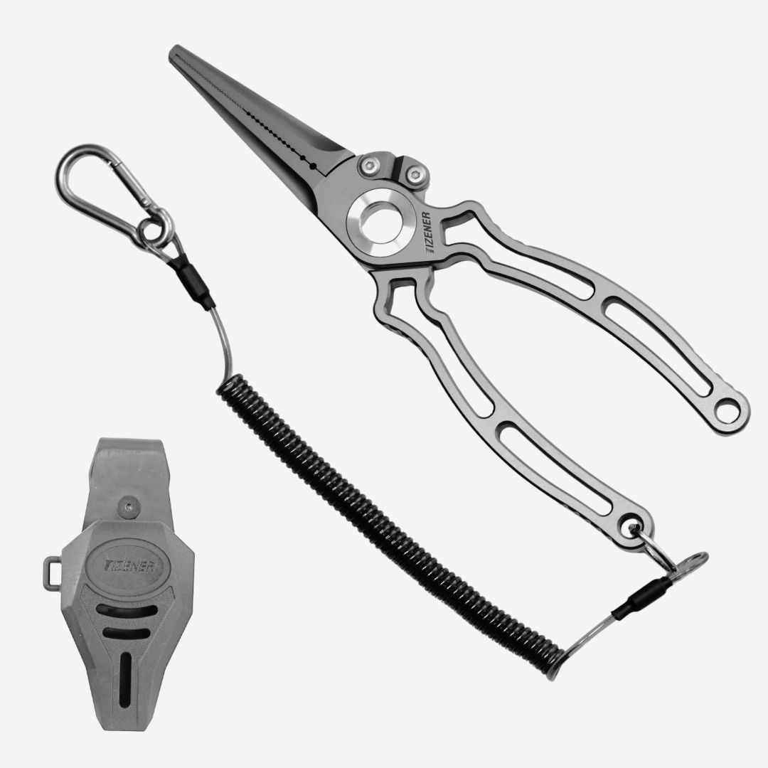 TIZENER チタン製 フィシンッグプライヤー 釣りフライヤー 防錆性 耐食性 頑丈プライヤー スプリットリング 収納ケース付き 原色