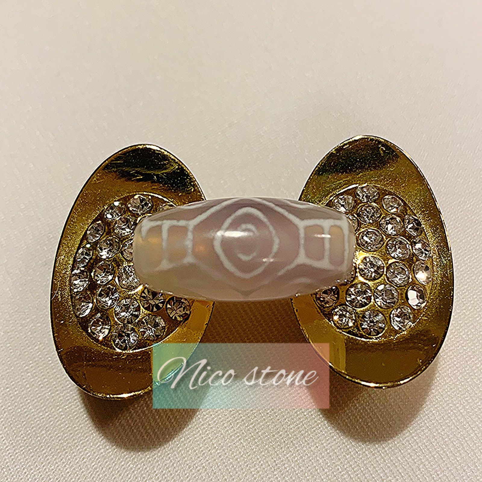 チベット老玉髄天珠】龍眼天珠☆約12×25mm☆ナチュラル色 - メルカリ