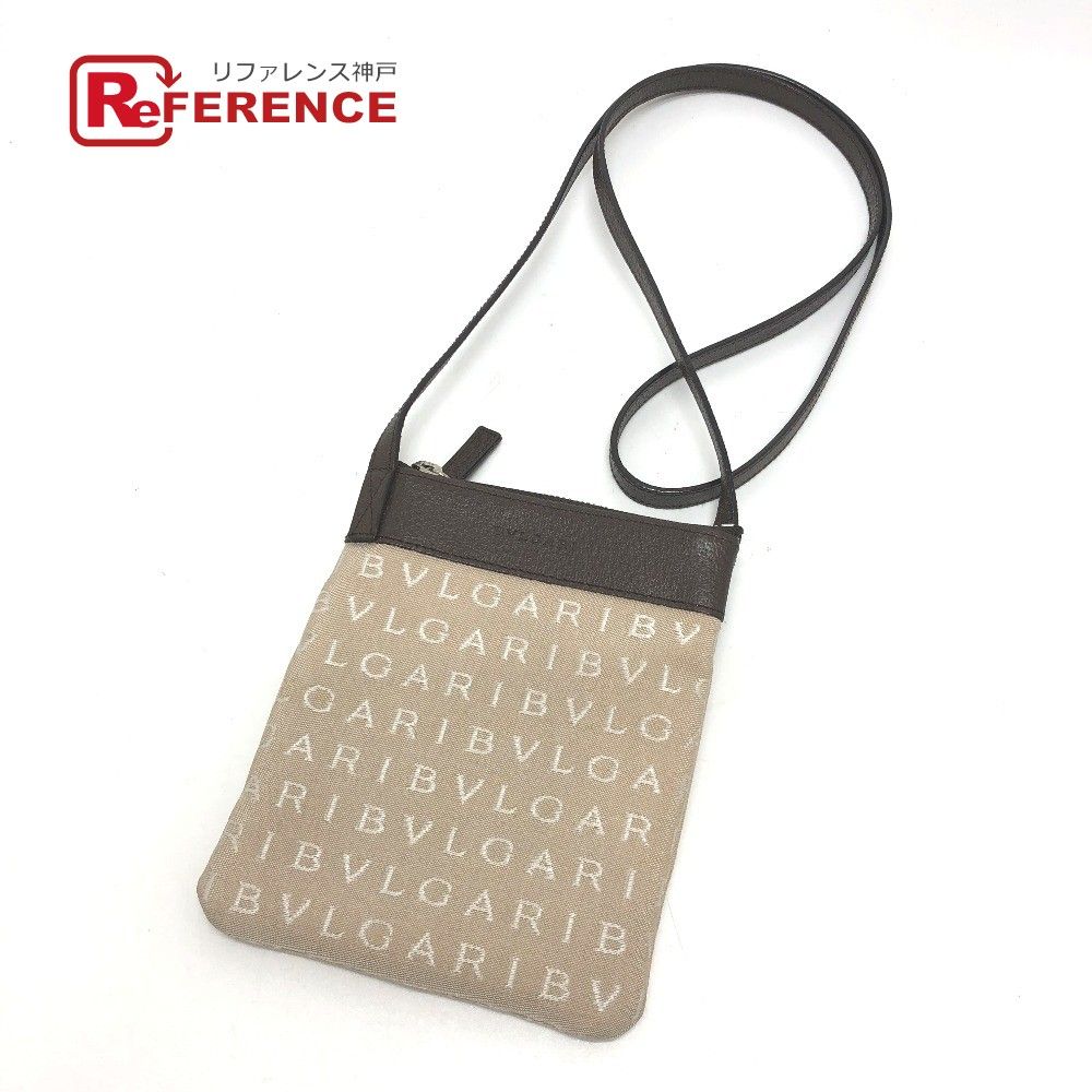ブルガリ ロゴマニア ポシェット ショルダーバッグ キャンバス/レザー