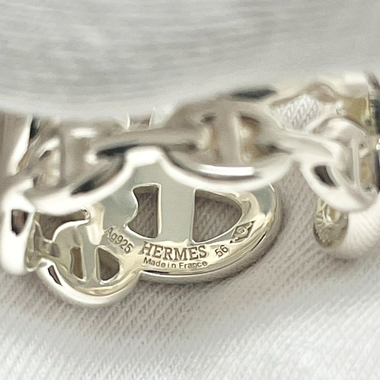 美品 HERMES エルメス シェーヌダンクル アンシェネ GM リング Ag925