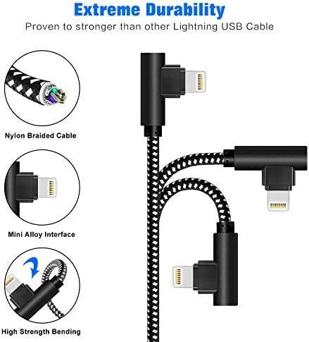 ゲーム用接続ケーブル 丈夫な高速充電ケーブル 6フィート ブラックホワイト 3本パック 直角 iPhone Xs Max XS XR 7 7Plus X 8 8Plus 6S 6S Plus SEに対応 USTAUSTRALIA_COM_AU