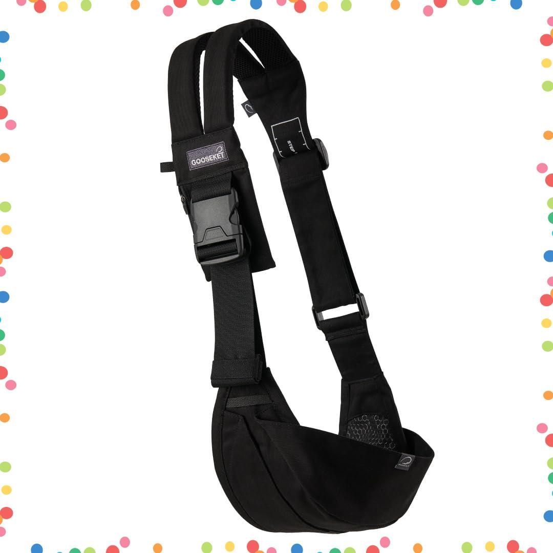 商品 簡単 腰すわり20kgまで コンパクト 滑り止め スリング 男女 兼用 ヒップシート 赤ちゃん 収納ポーチ付き セカンド抱っこひも グスケット GOOSEKET グスケット365抱っこ紐 2WAY ブラック