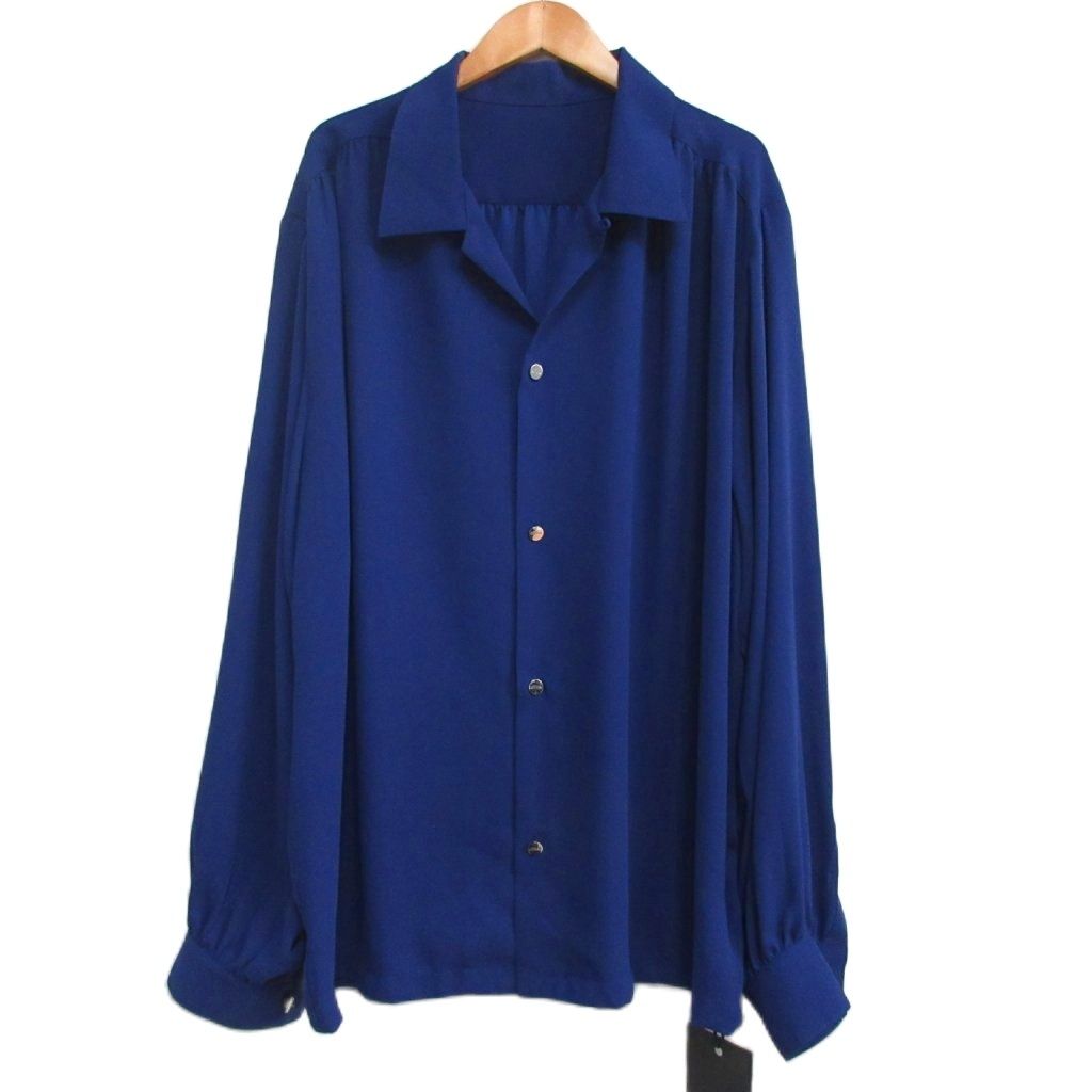 オフライン offline. タグ付 SUISHA-C Navy バックサテン シャツ オープンカラー 開襟 ステンレスボタン 紺 ネイビー L