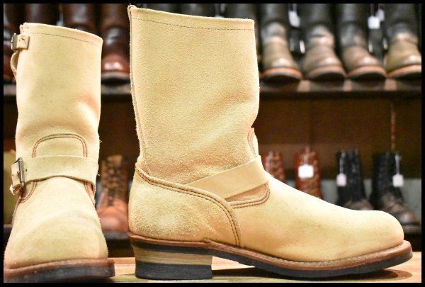 10D 11年 レッドウィング 8268 スエード エンジニア ホーソーンアビレーンラフアウト ベージュ ブーツ redwing HOPESMORE FI426
