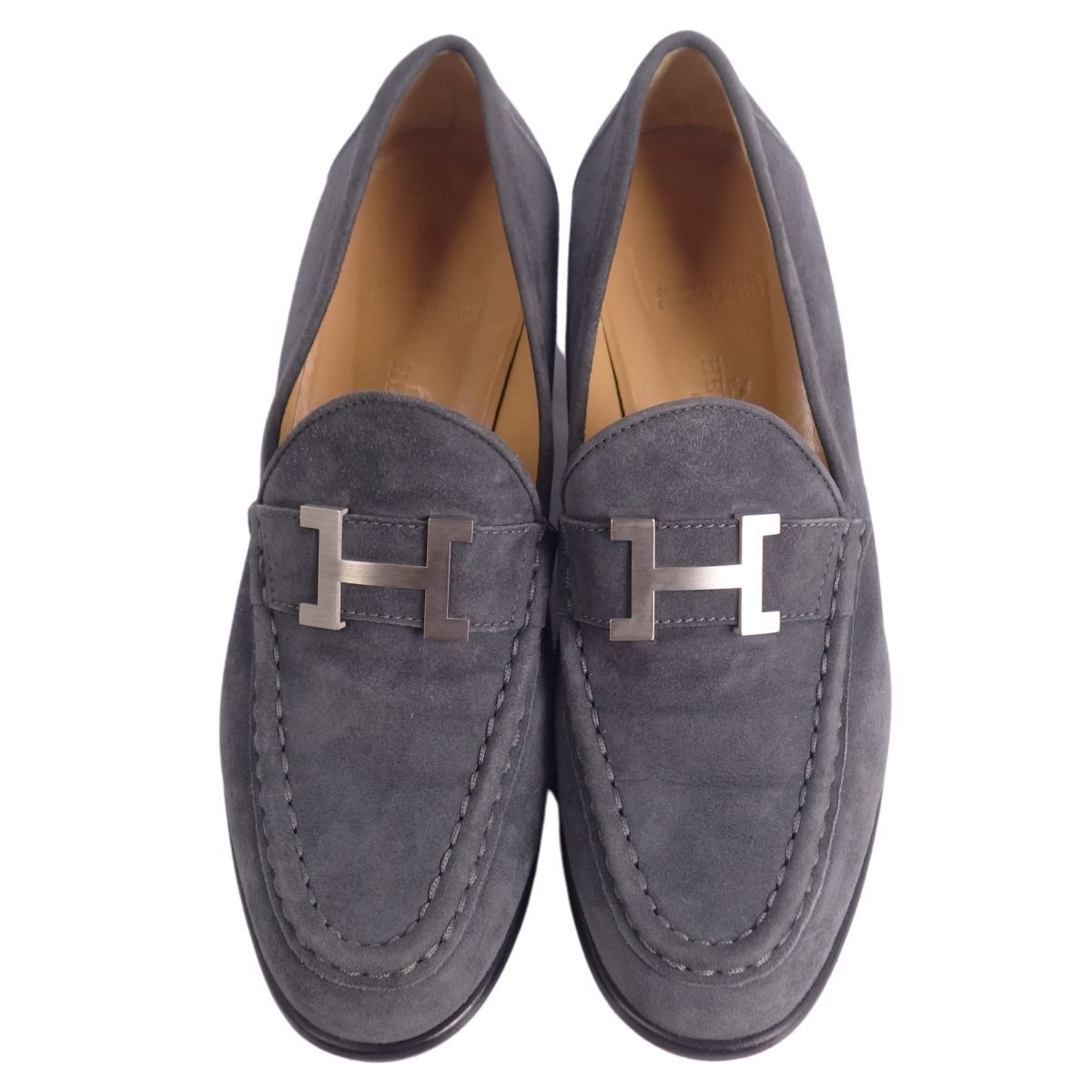 美品 エルメス HERMES ローファー モカシン Hロゴ コンスタンス スウェ 