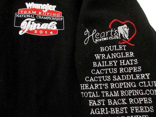 CARROLL スタジャン Wrangler 刺繍 ウール 襟レザー 黒 ブラック XL  