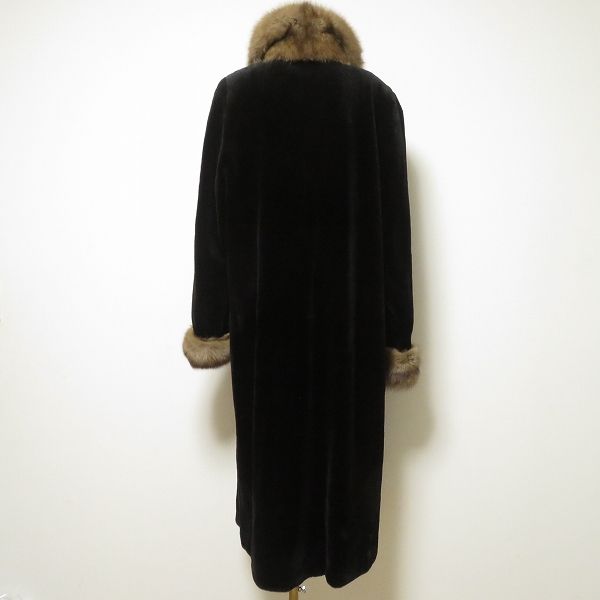 wnc 毛皮コート ミンク セーブル 黒 茶系 ファー リバーシブル ロング レディース 965637