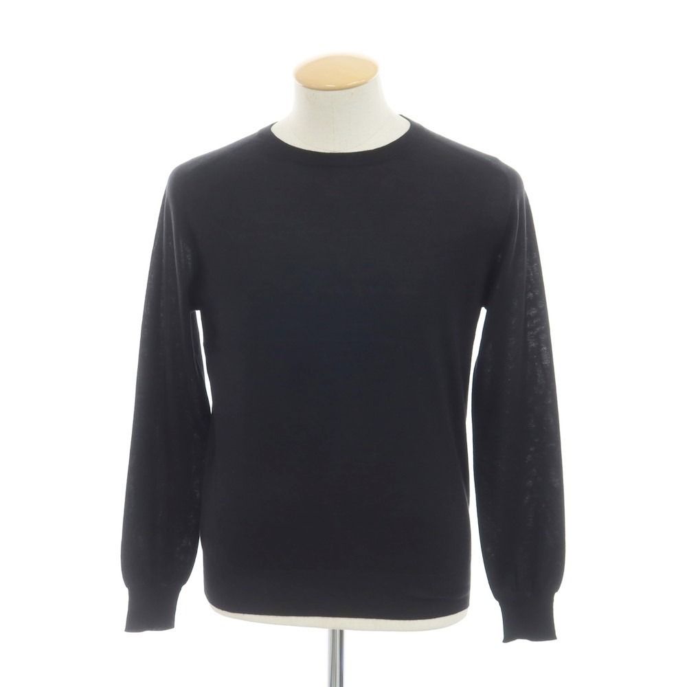 【中古】クルチアーニ CRUCIANI カシミヤシルク クルーネック プルオーバーニット ブラック【サイズ46】【メンズ】