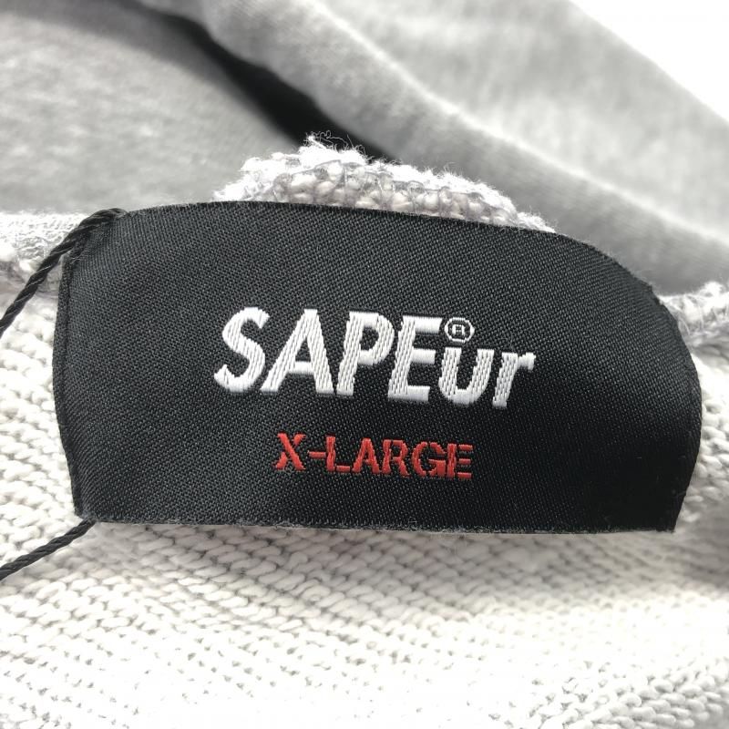 中古】SAPEur PURPLE LEOPARD HEAD HOODIE XL グレー サプール[10 