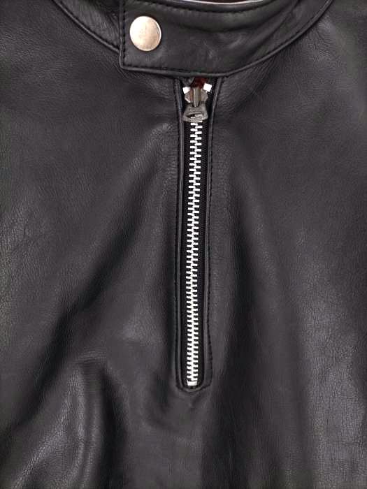 SQUADRON レザージャケット プルオーバー ハーフジップ ブラック 36