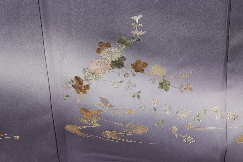 訪問着　薄紫　ゴールド　グリーン　ブルー　花　螺鈿　T526 訪問着 薄紫 ゴールド グリーン ブルー 花 螺鈿 T526 - メルカリ