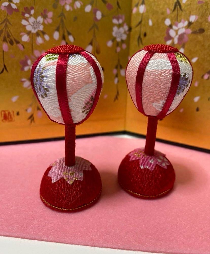 お雛様小物セット 桜金屏風15㎝ ちりめん花ぼんぼり ひな道具