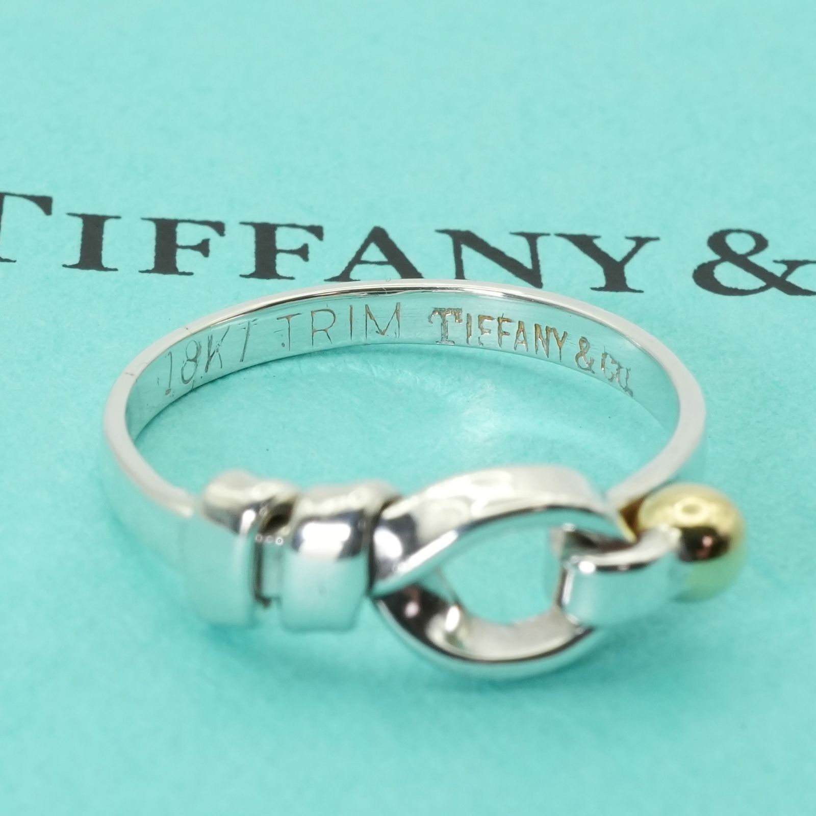 美品17号 ティファニー フックアンドアイ コンビ リング/24-5762S  