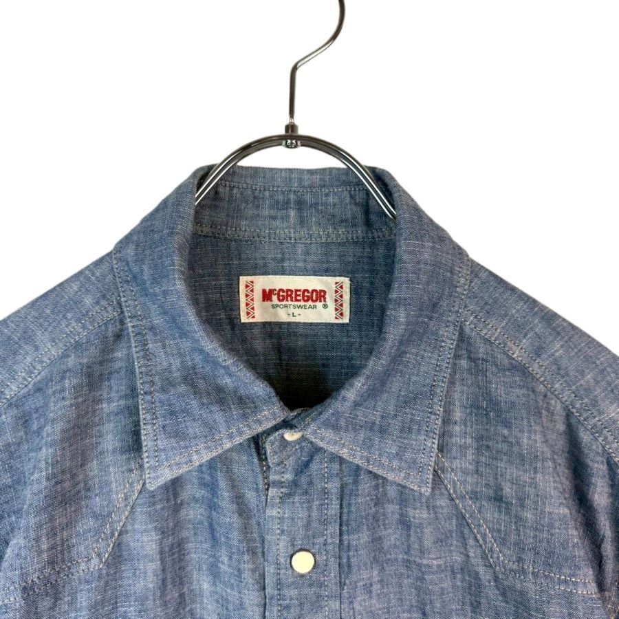 90sマックレガーMcGREGORデニムウエスタンシャツ長袖シャツ青ブルー