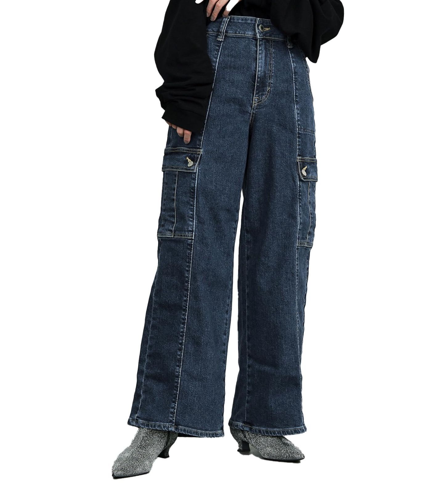 M_MID BLUE [サムシング] ジーンズ LISA ワイド【made in Japan】 SEA58 レディース MID BLUE M