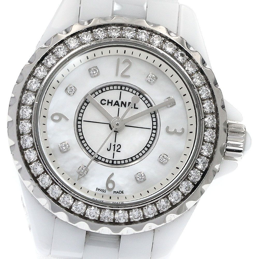 シャネル CHANEL H3110 J12 ダイヤベゼル 8Pダイヤ クォーツ