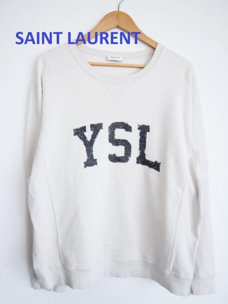 Yves Saint Laurent　　スウェット　ホワイト　クルーネック　ロゴ SAINT LAURENT Paris 2021 YSL Logo Cotton White Crew